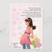 母妊婦の妊娠（女の子）発表 案内状 (正面/裏面)