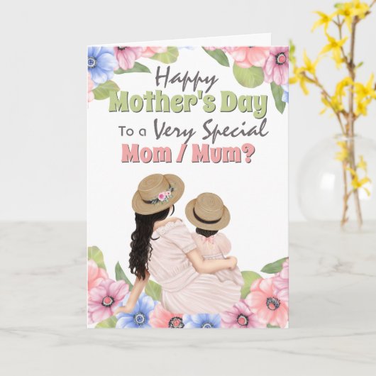 母娘のわら帽子の田舎の牧場 カード (黄色い花)