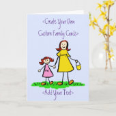 母娘の家族の挨拶カスタムカード カード (黄色い花)