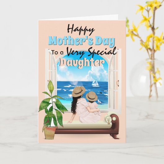 母娘の熱帯天国の窓 カード (黄色い花)