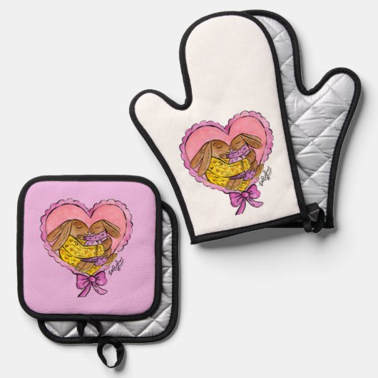 母娘エプロン 鍋つかみ&鍋敷きセット (正面/裏面)