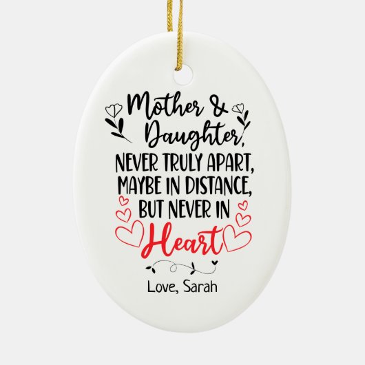 母娘パーソナライズされた距離 セラミックオーナメント (裏面)
