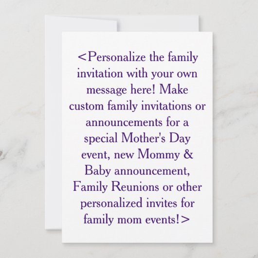 母娘ファミリーアートカスタム招待状 招待状 (裏面)