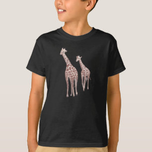 母子のキリンスケッチTシャツ Tシャツ