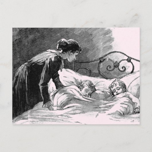 母子就寝はがき ポストカード (正面)