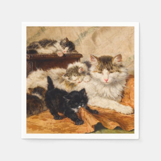 母子猫 スタンダードカクテルナプキン (正面)