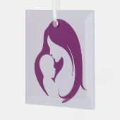 母子紫ガラスオーナメント ガラスオーナメント (正面左)