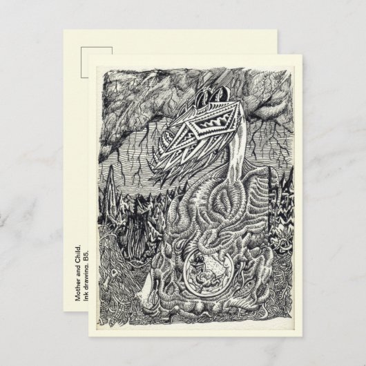 母子 ポストカード (正面/裏面)