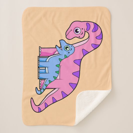 母子brachiosaurusイラストレーション。 シェルパブランケット (正面)