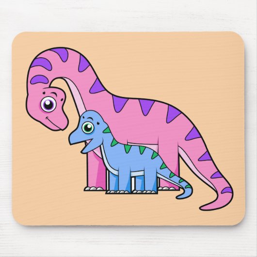 母子brachiosaurusイラストレーション。 マウスパッド (正面)