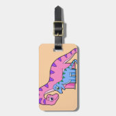 母子brachiosaurusイラストレーション。 ラゲッジタグ (正面縦)