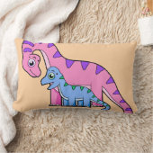 母子brachiosaurusイラストレーション。 ランバークッション (ブランケット)