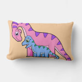 母子brachiosaurusイラストレーション。 ランバークッション (正面)