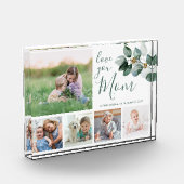 母家族の写真コラージュ水の色ユーカリ フォトブロック (左)