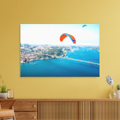 母岩の上飛んでいるのパモトルのパイロット キャンバスプリント (インサイチュ (リビング))