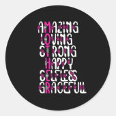 母引用文：素晴らしい母 |母の日 ラウンドシール (正面)