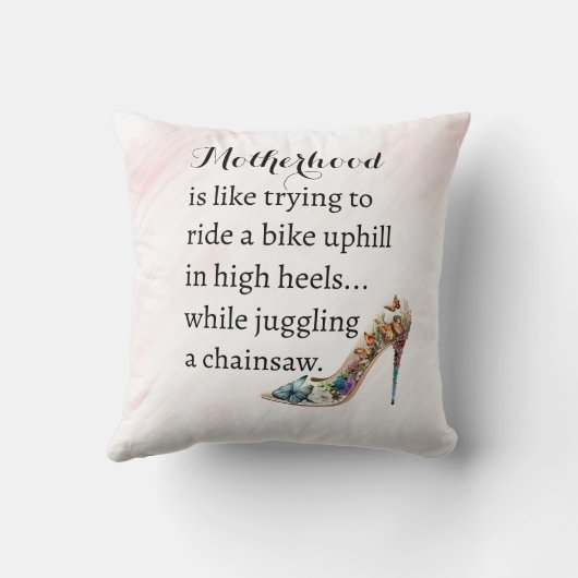 母性おもしろいハイヒール、サイクリング上り坂、ジャグル クッション (裏面)