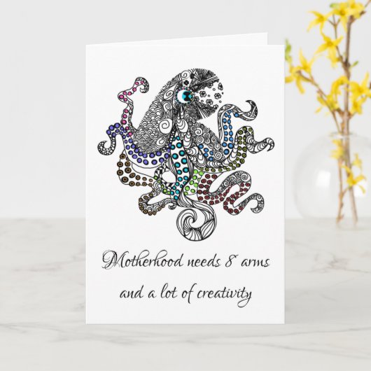 母性には8本の腕のタコが必要アートです カード (黄色い花)