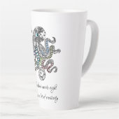 母性には8本の腕のタコアートカードが必要 カフェラテマグ (右アングル)