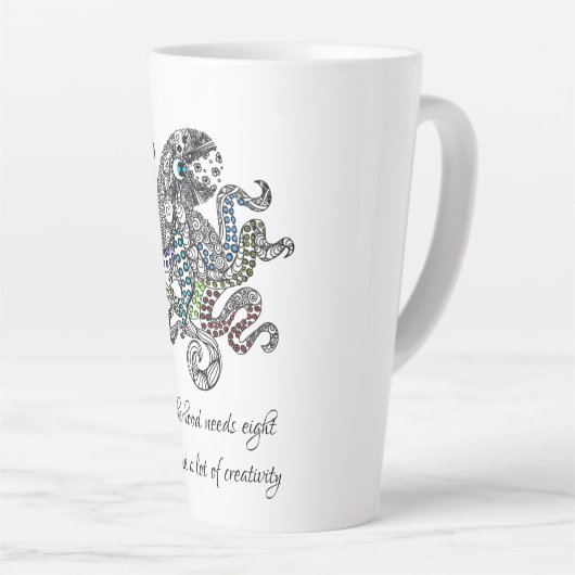 母性には8本の腕のタコアートカードが必要 カフェラテマグ (右アングル)