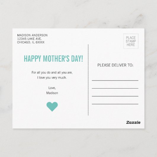 母性の母の日のはがきのようなフードなし ポストカード (裏面)