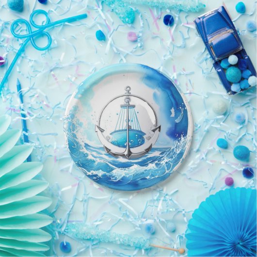 母性への愛：男の航海の子の赤ちゃんシャワー ペーパープレート (パーティー)