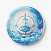 母性への愛：男の航海の子の赤ちゃんシャワー ペーパープレート (正面)