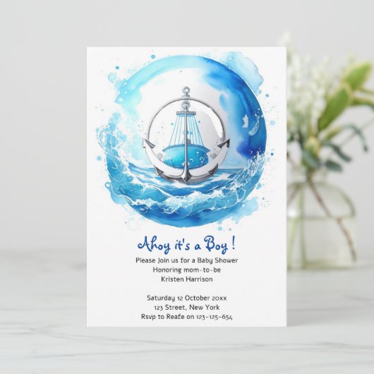 母性への愛:男の航海の子の赤ちゃんシャワー 招待状 (スタンド正面)