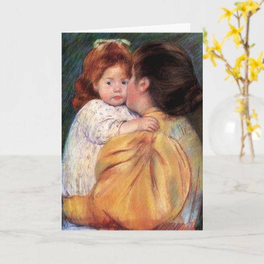 母性キス | Mary Cassattカード カード (黄色い花)