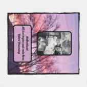 母性引用文 |母と子 |ピンクサンセット フリースブランケット (正面(横))