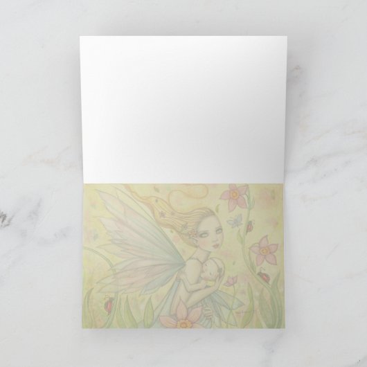 母性愛の妖精の母およびベビーのファンタジーの芸術 カード (内部)