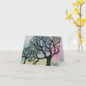 母性愛-子牛皮紙および水彩画の木 カード (黄色い花)