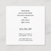 母性開花Doula助産婦授乳妊娠 スクエア名刺 (裏面)