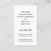 母性開花Doula助産婦授乳妊娠 名刺 (裏面)