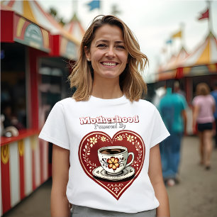 母性：愛とコーヒーで動く – フォークアート Tシャツ