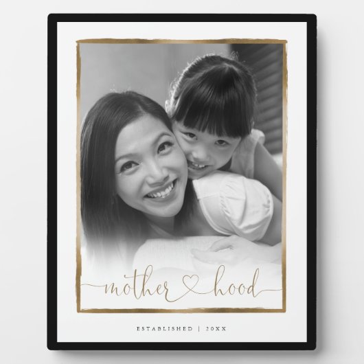 母性EST。黒エレガントと金ゴールドのフレーム写真 フォトプラーク (正面)