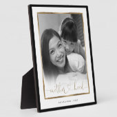 母性EST。黒エレガントと金ゴールドのフレーム写真 フォトプラーク (側面)