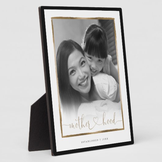 母性EST。黒エレガントと金ゴールドのフレーム写真 フォトプラーク (側面)