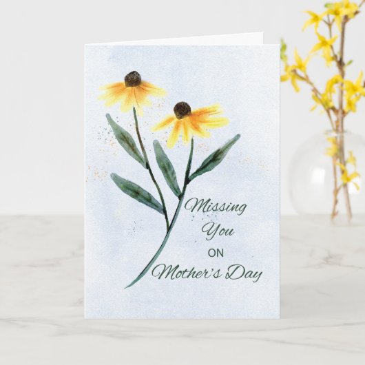 母恋しく思母の日2円錐花 カード (黄色い花)
