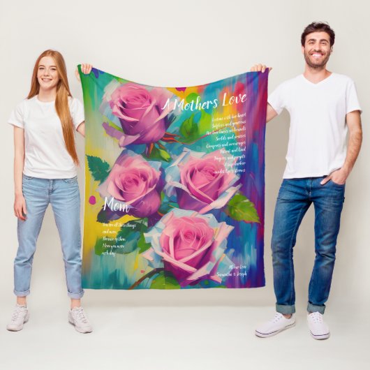 母愛の詩はっきりした美しいピンクのバラ フリースブランケット (インサイチュ)