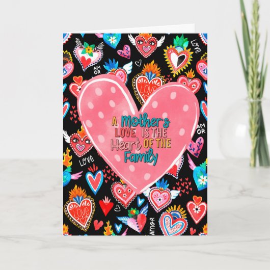 母愛は家族のハート カード (正面)