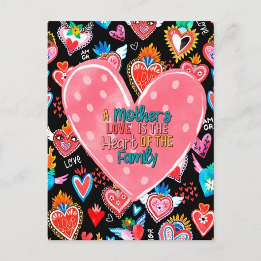 母愛は家族のハート ポストカード (正面)