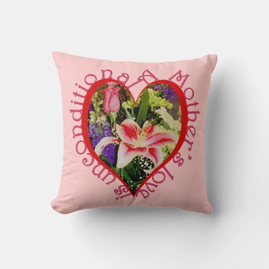 母愛は無条件のかわいらしフローラハート クッション (正面)