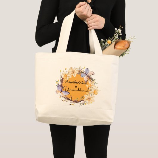 母愛は無条件 ラージトートバッグ (正面(商品))