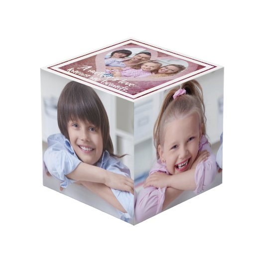 母愛…ハートフレーム（5枚） フォトキューブ (正面アングル)