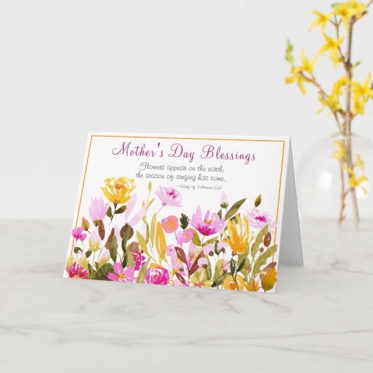 母感動的の日フラワーガーデン聖書 カード (黄色い花)