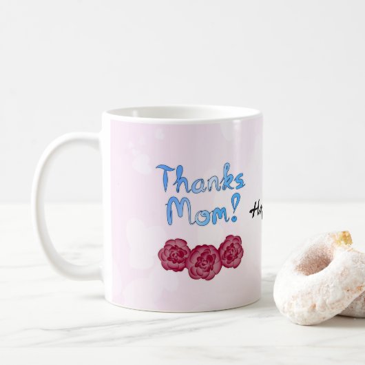 母感謝していの日にカーネーションの花を咲かせる母 コーヒーマグカップ (ドーナツ)