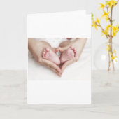 母手のベビーの足 カード (黄色い花)