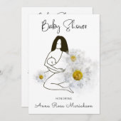 *~*母抱えベビーデイジー花赤ちゃんシャワー 招待状 (正面/裏面)