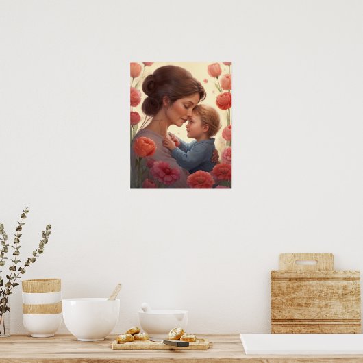 母抱擁 – 母と息子のポスター ポスター (キッチン)